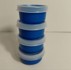 Set of 4 Blue Tupperware Smidgets Storage Containers